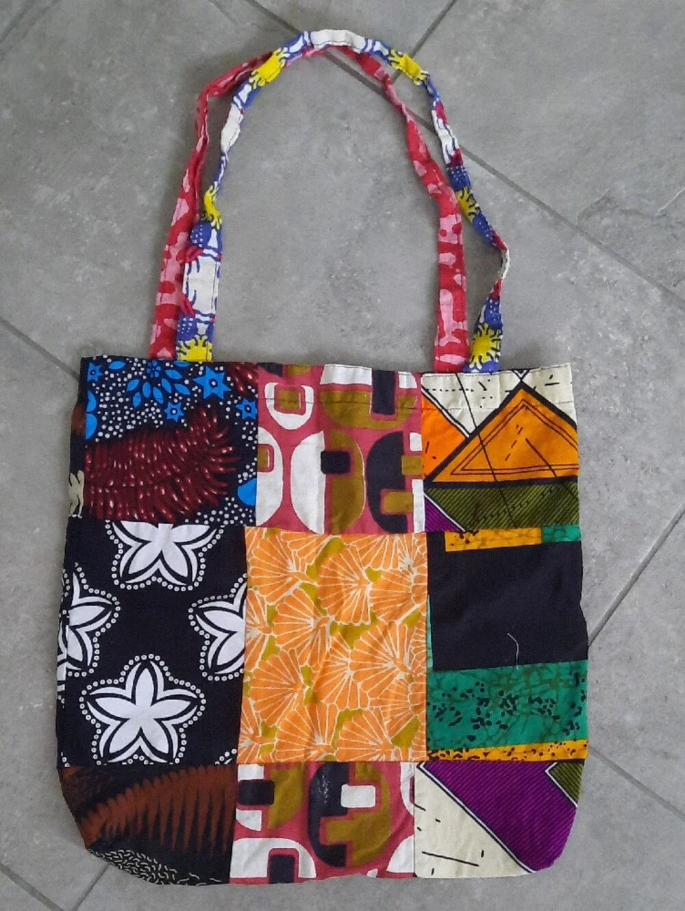 Zuri Patchwork Multicolor Cotton Tote Bag - Vibrant Floral & Geometric Panels